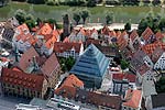 Ausblick vom Ulmer Mnster auf Bibliothek und Rathaus